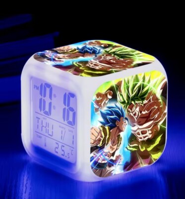 Dragon Ball Clock Alarm Gogeta Broly LED 7 Color Decoration Night Light