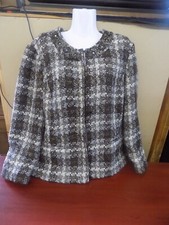 Chico's Brown Metallic Tweed Jacket with Beading Size 2