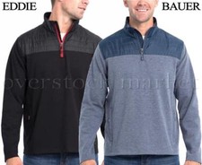 NEW MENS EDDIE BAUER MIXED MEDIA 1/4 ZIP PULLOVER TOP VARIETY SZ/CLRS