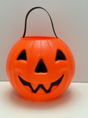 Carolina Enterprises 1980 Jack O Lantern Pumpkin Candy Bucket Blow Mold Plastic