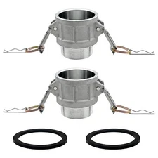 2 PCS 1" Aluminum Type B Cam and Groove Hose Fitting Plug x NPT Male Gasket