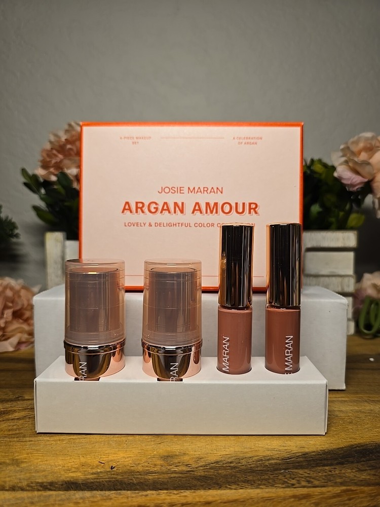 Josie Maran ARGAN AMOUR 4 Piece Makeup Set Argan Oil Color Stick & Lip Booster