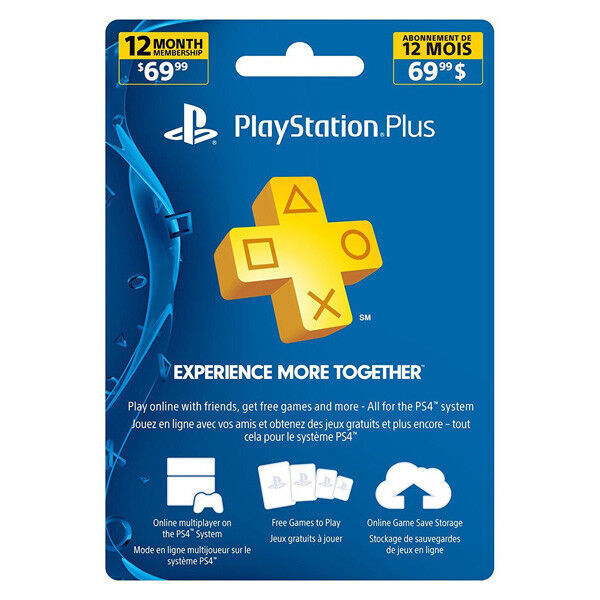 Sony PlayStation PS Plus 1 Year 12-Month Membership Card USA/Canada PS3 PS4  PS5 799366036944