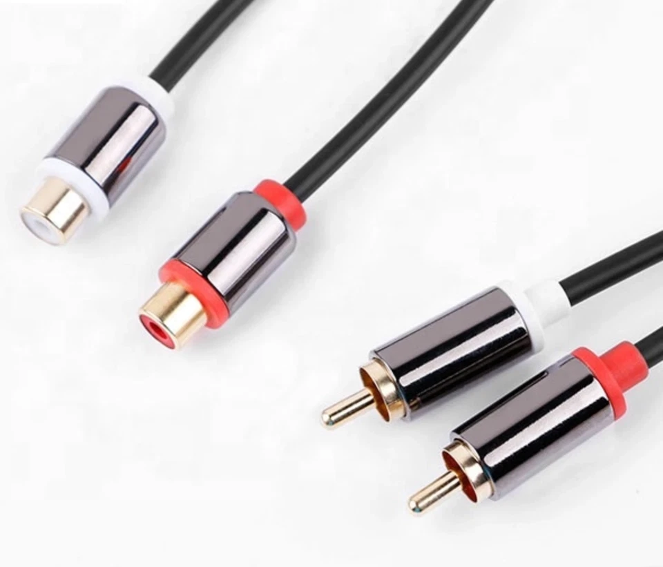 1m PRO Twin RCA Phono EXTENSION Cable 2 x Male to Female Audio Cable Lead  - Image 2 of 2