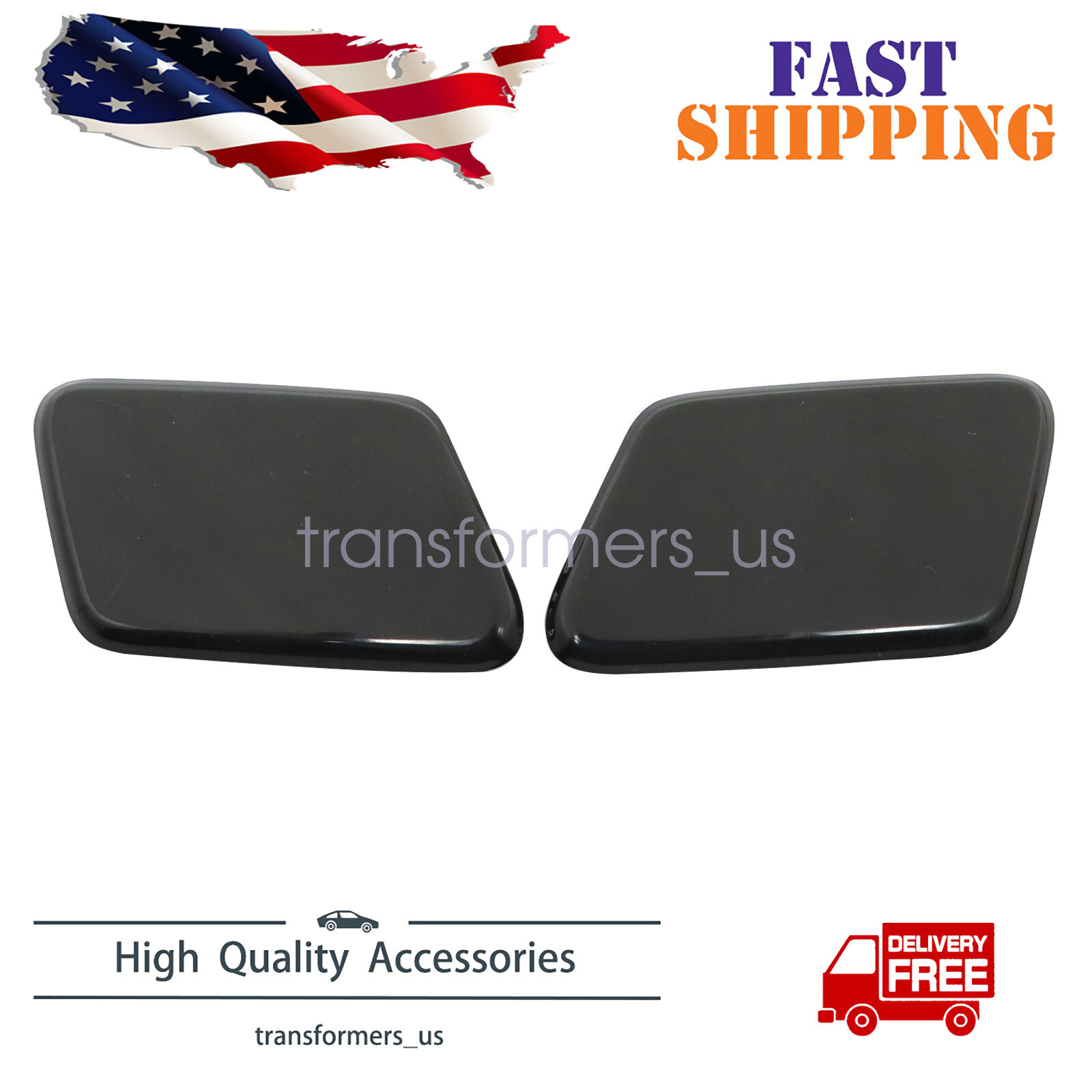Volvo S60 2005-2009 Front Left Right Headlight Washer Cover Black