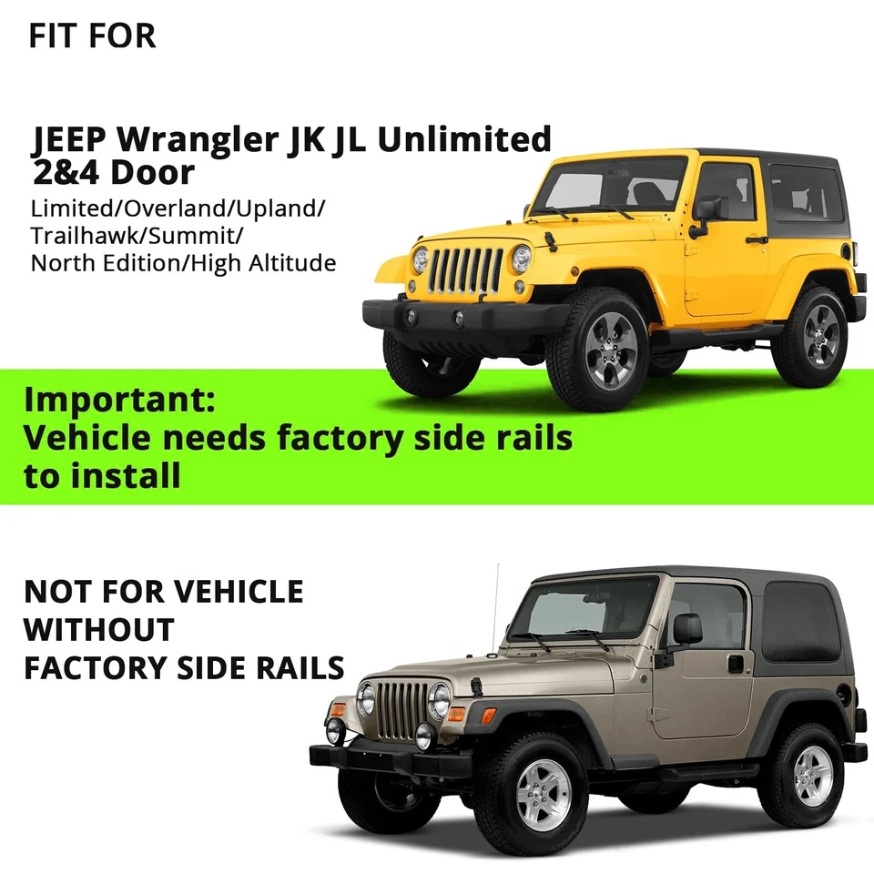 2pcs Black Crossbar Roof Rack Cross Bar fit for Jeep Wrangler JL JK 2007-2025 - Image 2 of 4