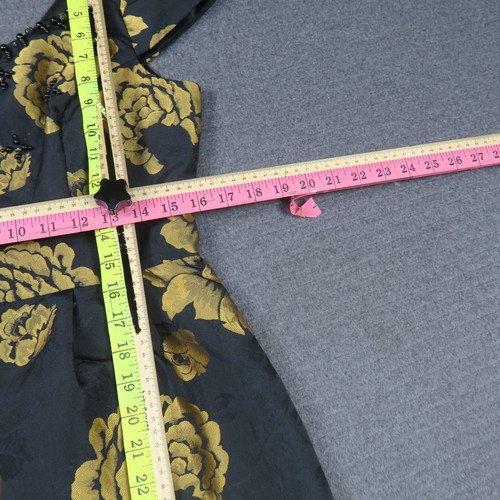 Review Womens Fit & Flare Dress 12(AU) Medium Black & Gold Floral Off Shoulder - Picture 4 of 9