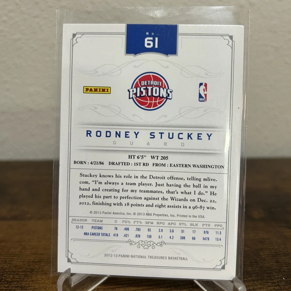2012-13 Panini National Treasures Silver /25 Rodney Stuckey #61 HS - Image 2 of 2