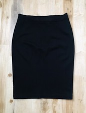 Vintage 80s Black Wool Thick Stretch Knit Pencil Skirt Womens Sz Small