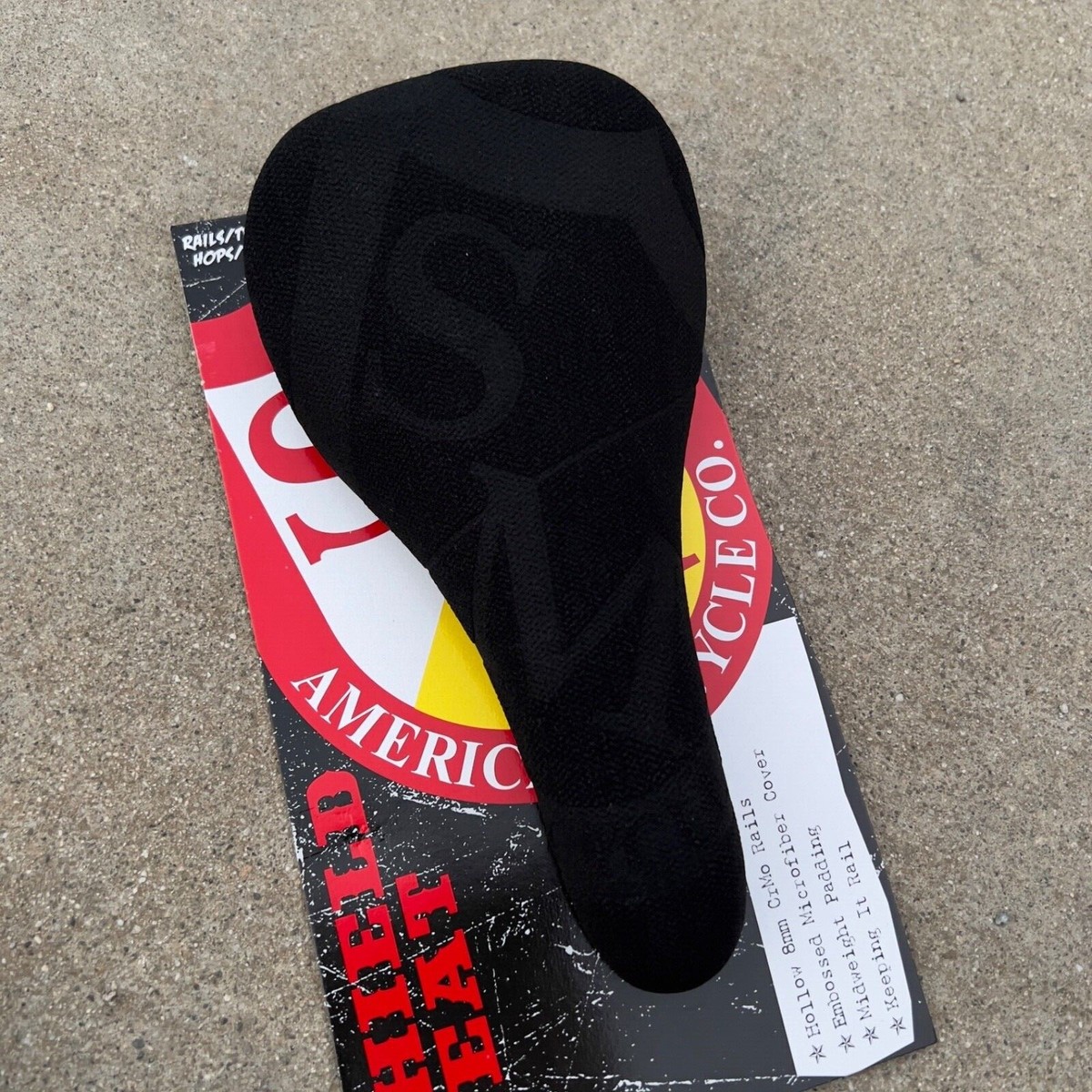 S&M BMX SHIELD EMBOSSED RAILED SEAT BLACK SUNDAY PRIMO CULT