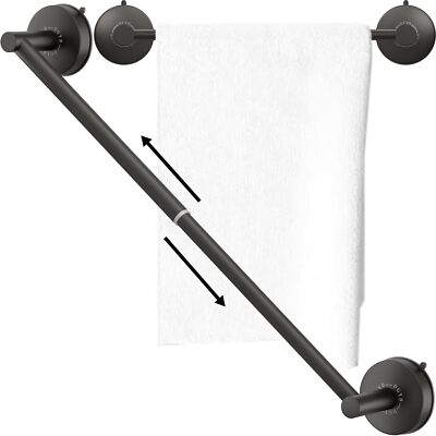 DGYB Adjustable Suction Cup Towel Bar for Bathroom 14 Inch ~ 27 Inch Matte Black