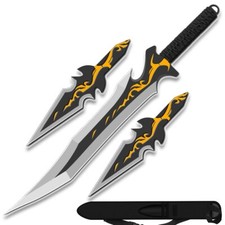 Jeu de couteaux Gold Fantasy Ninja Warrior Sword 26" avec 2 pièces