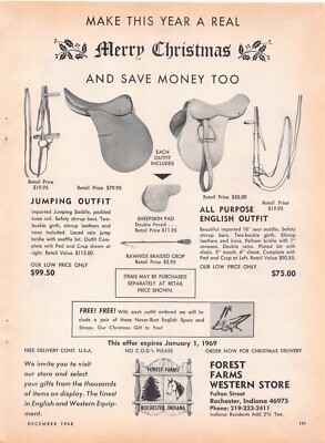 Forest Farms Western Store Christmas Offer Vtg Mag Ad Promo Rochester Indiana