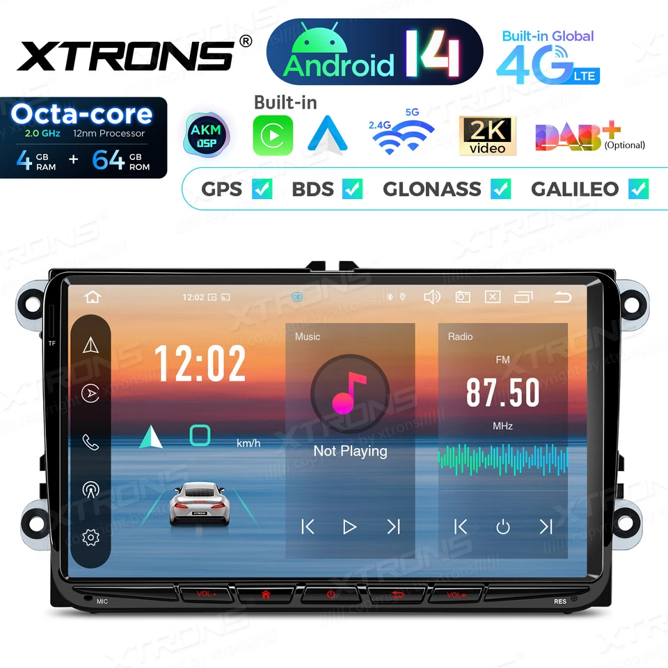 9" Car Stereo GPS Radio Android 14 8-Core 64GB CarPlay 4G Head Unit For VW Skoda - image 3 of 4
