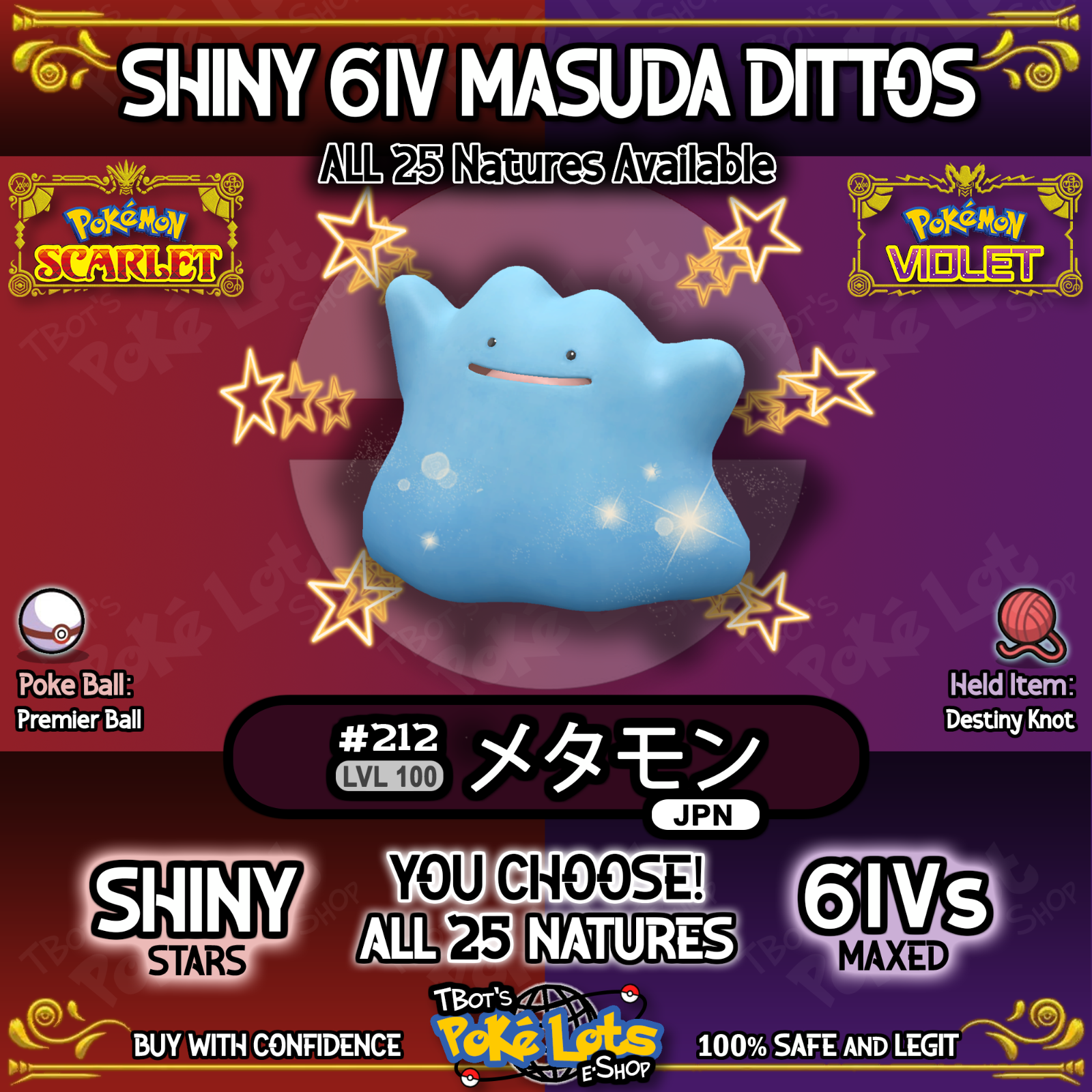 6IV - SHINY- JAPANESE DITTO, POKEMON BRILLIANT DIAMOND & SHINING PEARL  MASUDA