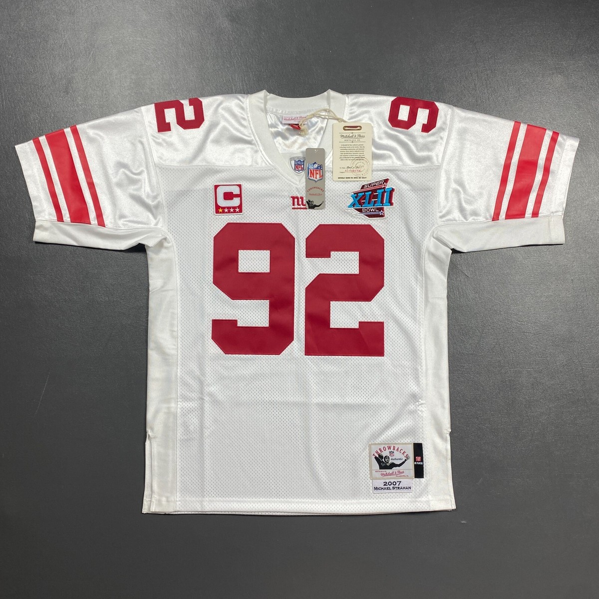 Mitchell & Ness アメリカンフットボール ユニフォーム 7 100% Authentic Michael Strahan Mitchell Ness 07 Super Bowl XLII