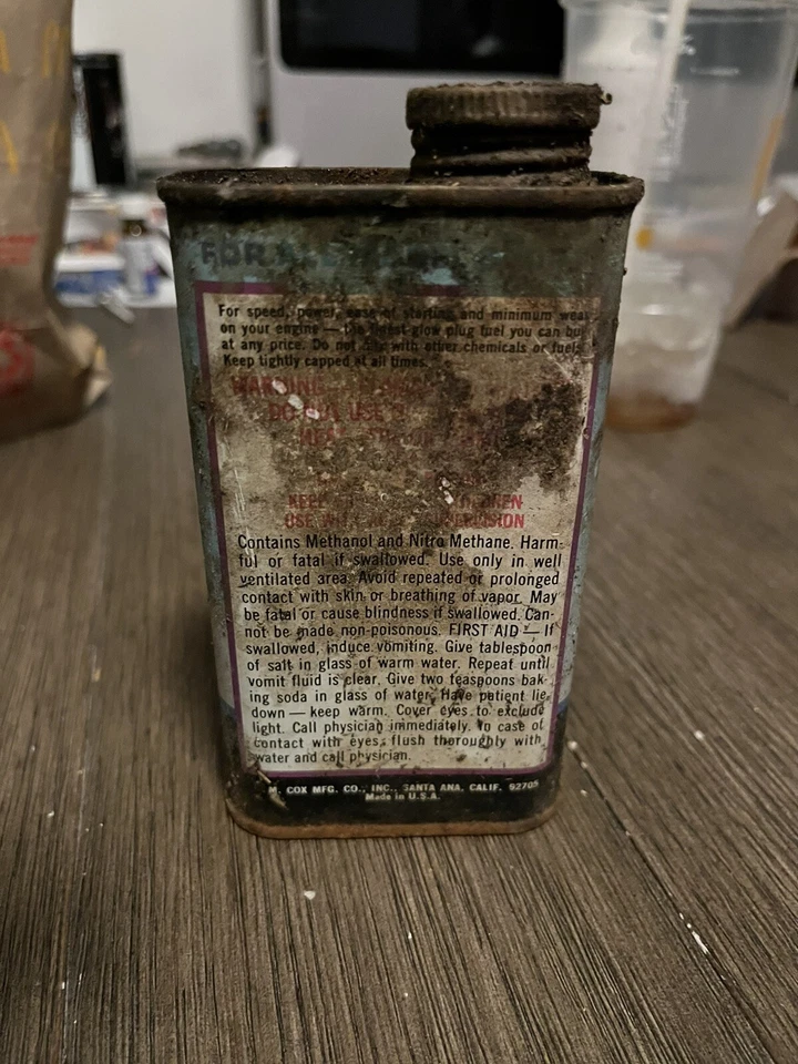 COX THIMBLE DROME AIRPLANE EMPTY GLOW FUEL CAN 1960s - Image 4 of 4