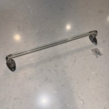 18" Clear Glass Bent Lucite Towel Bar Rack Rod MCM Retro Vintage ArtDeco Kimble 