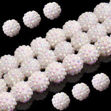 50Pcs 16MM Chunky Resin Rhinestone Beads round Disco Ball Bubblegum Beads for Wo
