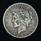 1921 $1 Peace Liberty Silver Dollar - No Mint Mark, Fine Condition