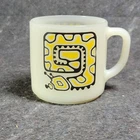 Vintage Federal Milk Glass Coffee Mug Yellow/black Caterpillar 3"×3"