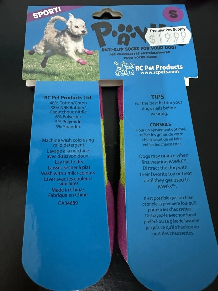 RC Mascotas Deportivas PAWks 2 Juegos de Calcetines para Perros S Tracción Interior Exterior Rosa Azul Foto 2 de 4