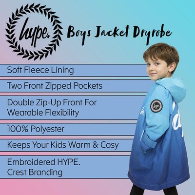 HYPE - Blue Fade Jungen Trocken Morgenmantel Jacke warm Wickel Schwimmen Outdoor Mantel