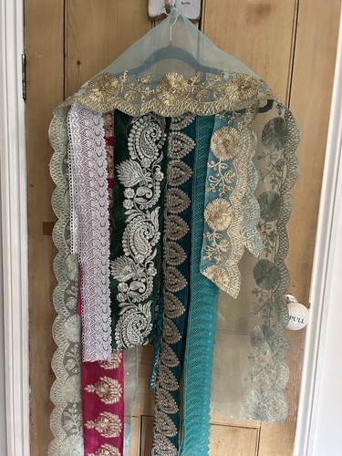 Job Lot Indian Embroidered And Embellished Trims/Materials Left Over From Sewing - Picture 2 of 20
