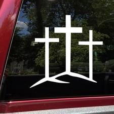 Calvary Crosses Sticker Decal Christian Three Cross Faith Window Symbol