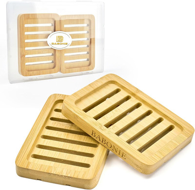 Organic Bamboo Soap Dish with Drainage Tray   Eco-Friendly Wood Soap Holder