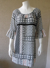Want and Need Women's Size Small Boho Dress Black White Red