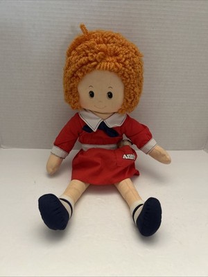 Original Knickerbocker 1982 Little Orphan Annie 15'' Rag Doll w/Yarn Hair Vintage