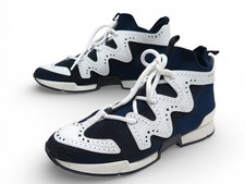 CHAUSSURES HERMES SNEAKERS H201103Z 40 BASKETS TOILE ET CUIR SHOES 910€