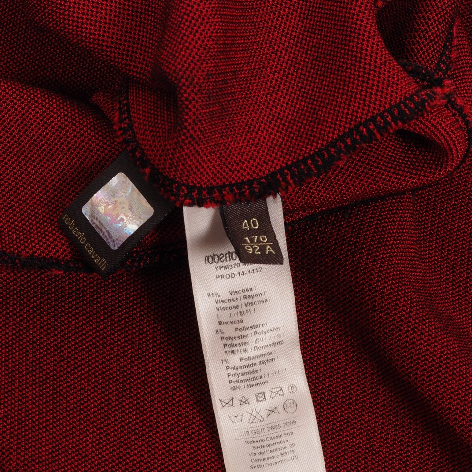 Vestido Roberto Cavalli Vintage Para Mujer Negro Rojo Barroco Bodycon Tejido Talla IT 40 Foto 4 de 4