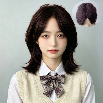Unisex Dark Brown Wolf Cut Mullet Short Fluffy Layered Synthetic Full Wig Daily