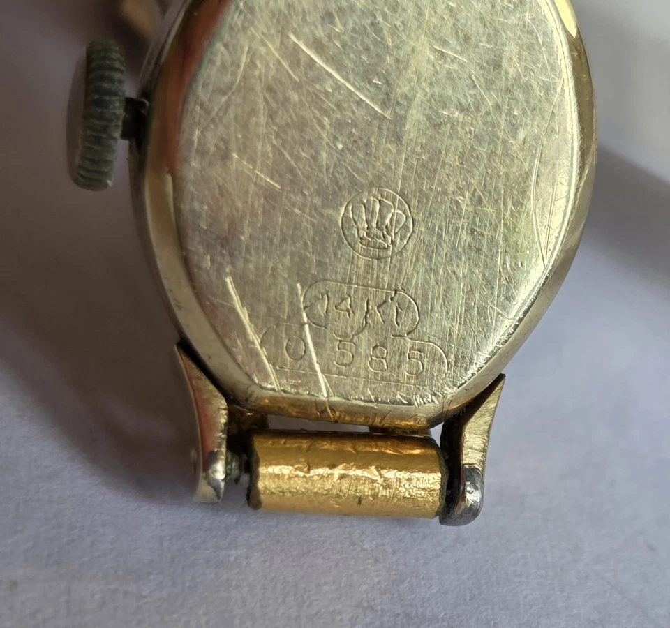 Damen Armbanduhr/Cocktailuhr 585er Gelbgold mit Gold Double Armband 60er Jahre - Bild 4 von 4