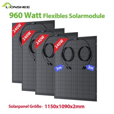 LIONSHEE 960 Watt Flexibles Solarmodul | 4* 240W Solarpanel | 960W PV Modul---0%