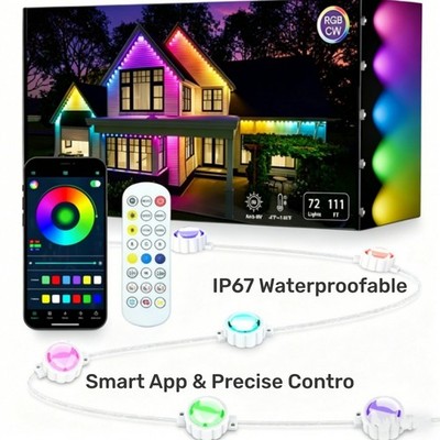 Smart RGB Permanent Outdoor Lights Eave Waterproof LED APP Music Sync Xmas Decor