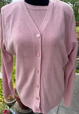 Vintage Koret Pink Twin Set Cardigan Shell Sweater Set Womens M