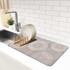 Dish Drying Mat Super Absorbent Kitchen Counter Mat Rubber Backing Draining Mat