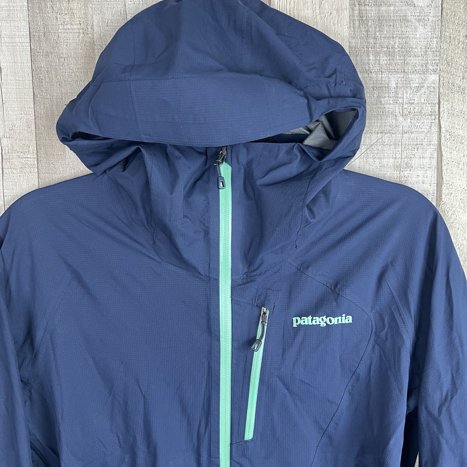 Patagonia Womens Stretch Rainshadow Jacket Small Navy Blue H2No Lightweight Flaw thumbnail 3