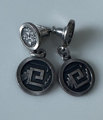 MO 68 Mexiko Sterlingsilber Azteken heilige griechische Schlüssel Ohrringe - 6,6 Gramm
