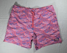 Vineyard Vines Mens XL Chappy Swim Trunks 7" Pink Blue Fish Palm Leaf 1M001124