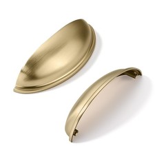 10 Pack 3.5 Inch Drawer Pulls Brushed Brass Cabinet Cup Pulls Kitchen Hardware