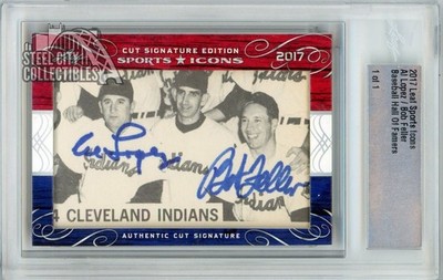 Al Lopez Bob Feller 2017 Leaf Sports Icons Dual Cut Signature Autograph Card 1/1