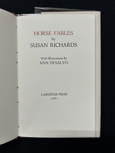 Susan Richards HORSE FABLES Ann Di Salvo Larkspur Press 1987 Limited - Picture 4 of 5