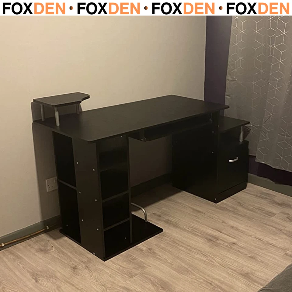 Computer Desk PC Workstation CPU Storage Rack with Drawer Home Office Furniture - Image 2 of 4