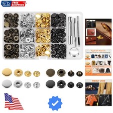 15mm Leather Snap Fasteners Kit, 72 Set Metal Button Snaps Press Studs with 4...