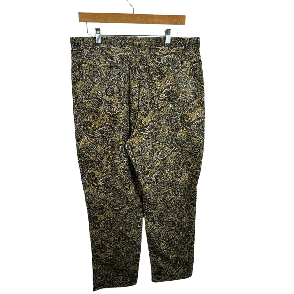 Van Heusen NWT Paisley Print Straight Leg High Rise Cotton Corduroy Pants Sz 16 - Image 2 of 4