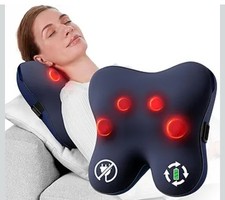 Cordless Deep Tissue Shiatsu Back Massager w/ Heat 3D Kneading Pillow